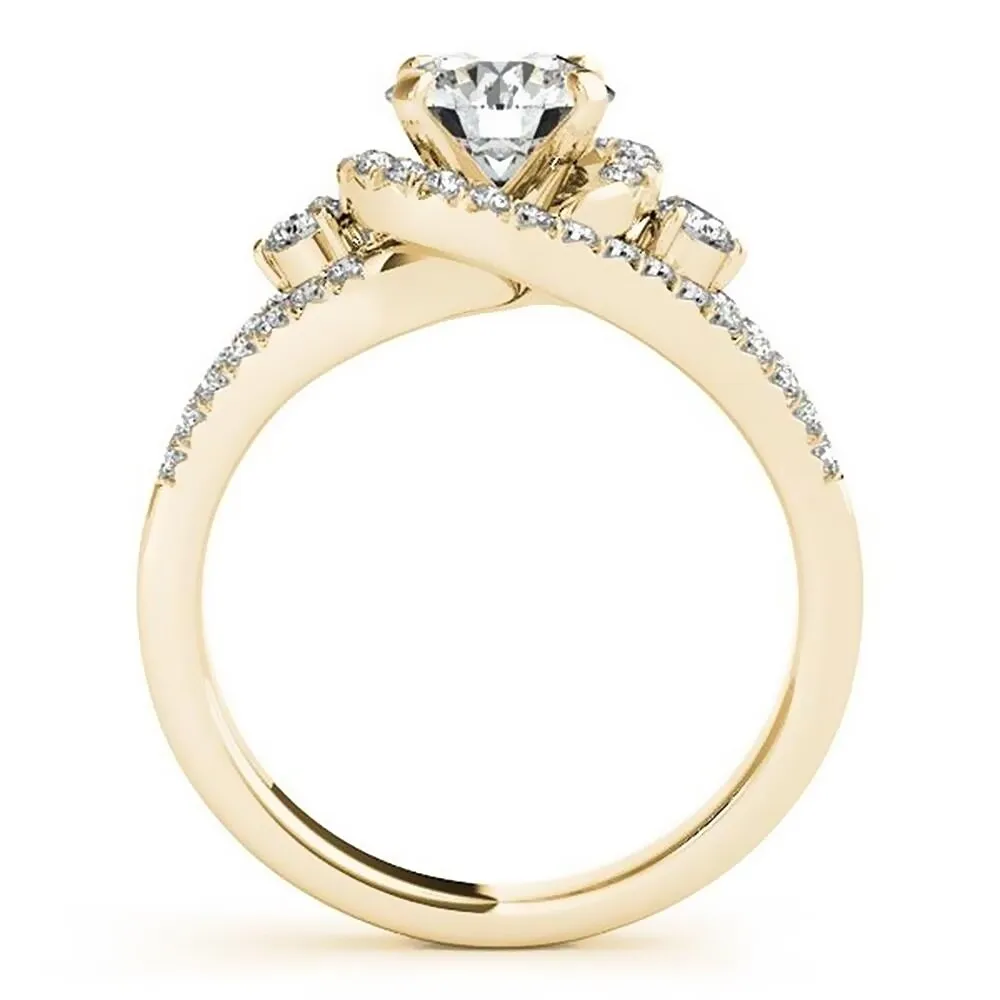 Auriya Modern 3-Stone 3/4ct Moissanite and 3/4ctw Halo Diamond Engagement Ring 14K Gold sold by Zulily product image thumbnail 5