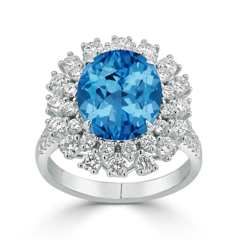 Auriya 4 3/4ct Fancy Oval Swiss Blue Topaz Halo Diamond Engagement Ring 1 3/8ctw 18K Gold sold by Zulily