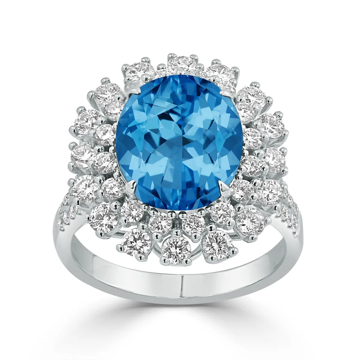 Auriya 4 3/4ct Fancy Oval Swiss Blue Topaz Halo Diamond Engagement Ring 1 3/8ctw 18K Gold sold by Zulily