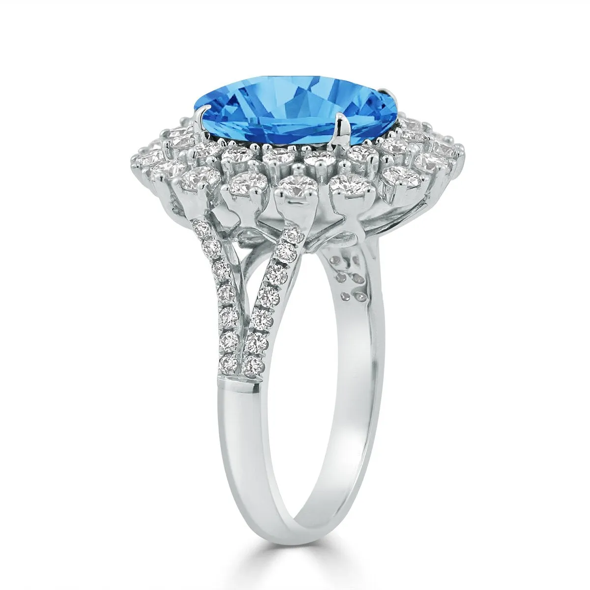 Auriya 4 3/4ct Fancy Oval Swiss Blue Topaz Halo Diamond Engagement Ring 1 3/8ctw 18K Gold sold by Zulily product image thumbnail 3