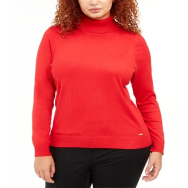 Calvin Klein Women's Plus Turtleneck Sweater Red Size 0X sold by Zulily