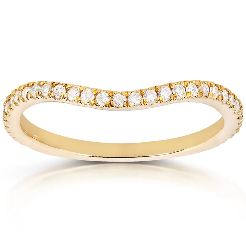 Annello by Kobelli 14k Yellow Gold 1/5ct TDW Curved Diamond Wedding Band Ring sold by Zulily
