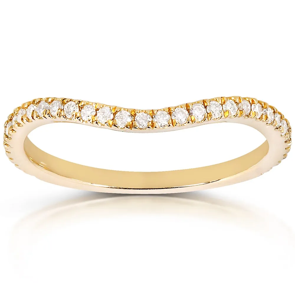 Annello by Kobelli 14k Yellow Gold 1/5ct TDW Curved Diamond Wedding Band Ring sold by Zulily