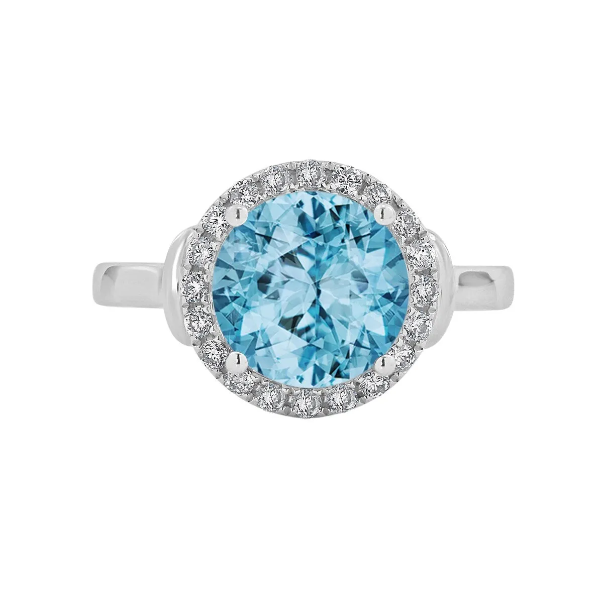 Auriya 3 5/8ct Round Sky Blue Topaz and Halo Diamond Engagement Ring 1/4ctw 14k Gold sold by Zulily product image thumbnail 2