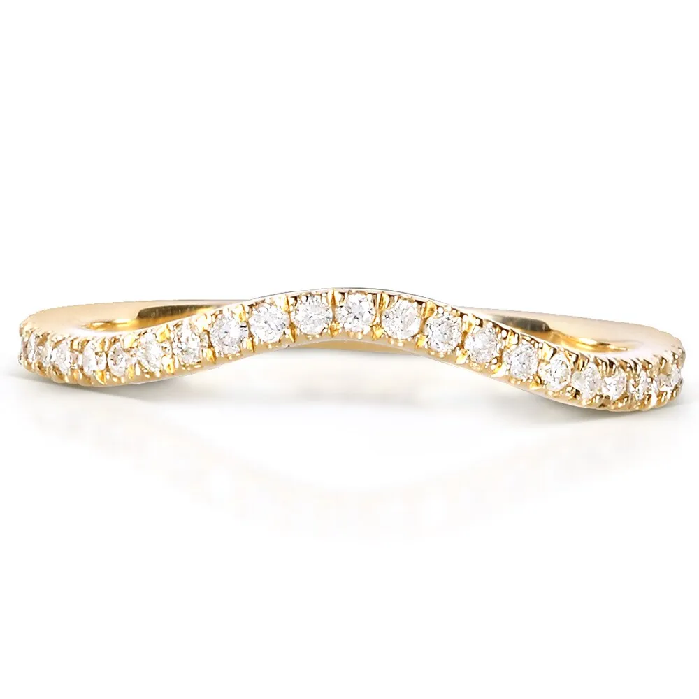 Annello by Kobelli 14k Yellow Gold 1/5ct TDW Curved Diamond Wedding Band Ring sold by Zulily product image thumbnail 3