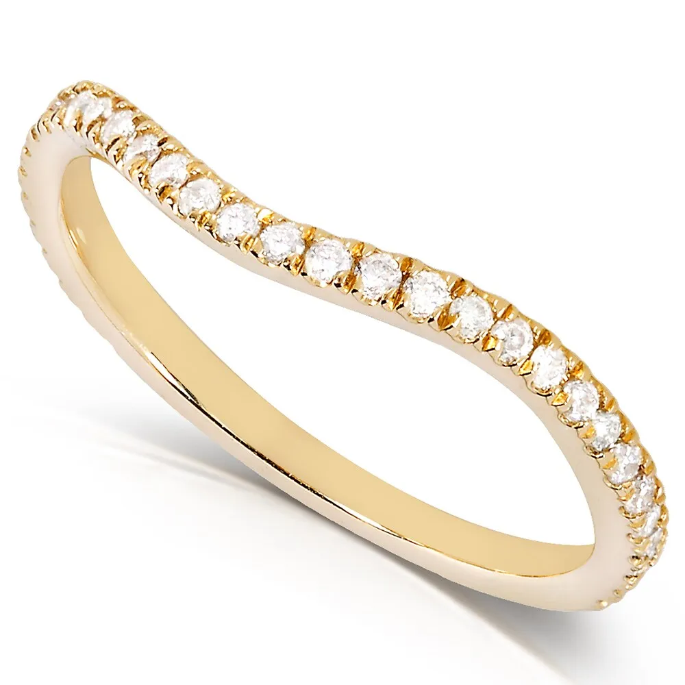Annello by Kobelli 14k Yellow Gold 1/5ct TDW Curved Diamond Wedding Band Ring sold by Zulily product image thumbnail 2