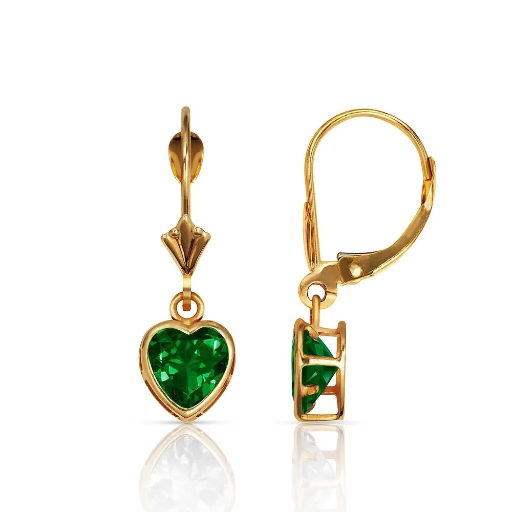 Curata Solid 14k Yellow Gold Birthstone Heart-Shaped Cubic Zirconia Bezel Dangle Leverback Earrings (6mm x 25mm) sold by Zulily product image thumbnail 5