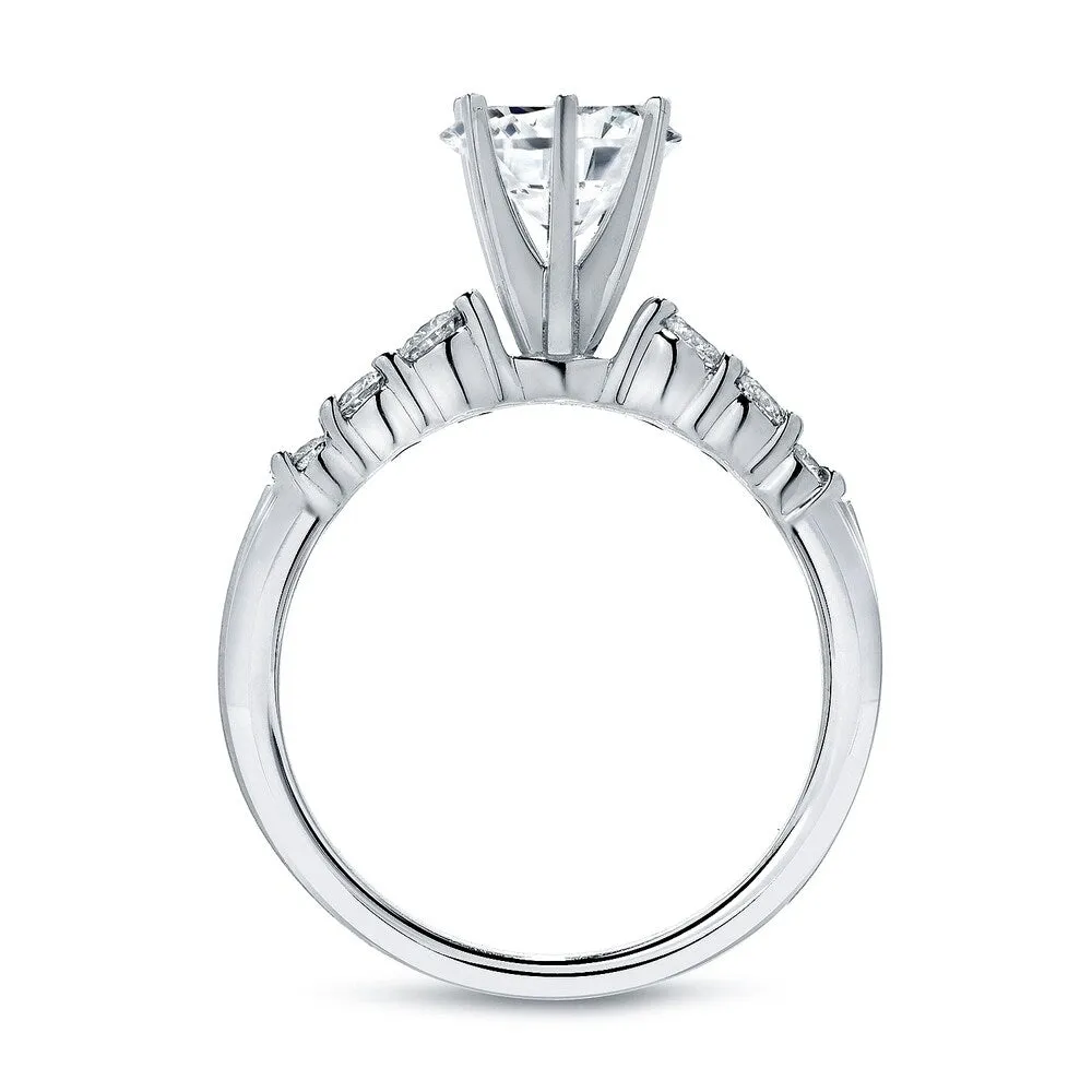 Auriya Classic 1 carat Round Moissanite and 1/3ct Side Stone Diamond Engagement Ring 14K Gold sold by Zulily product image thumbnail 5