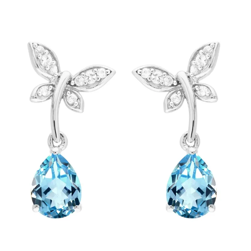 Sterling Silver Sky Blue Topaz and White Topaz Dangle Earring sold by Zulily