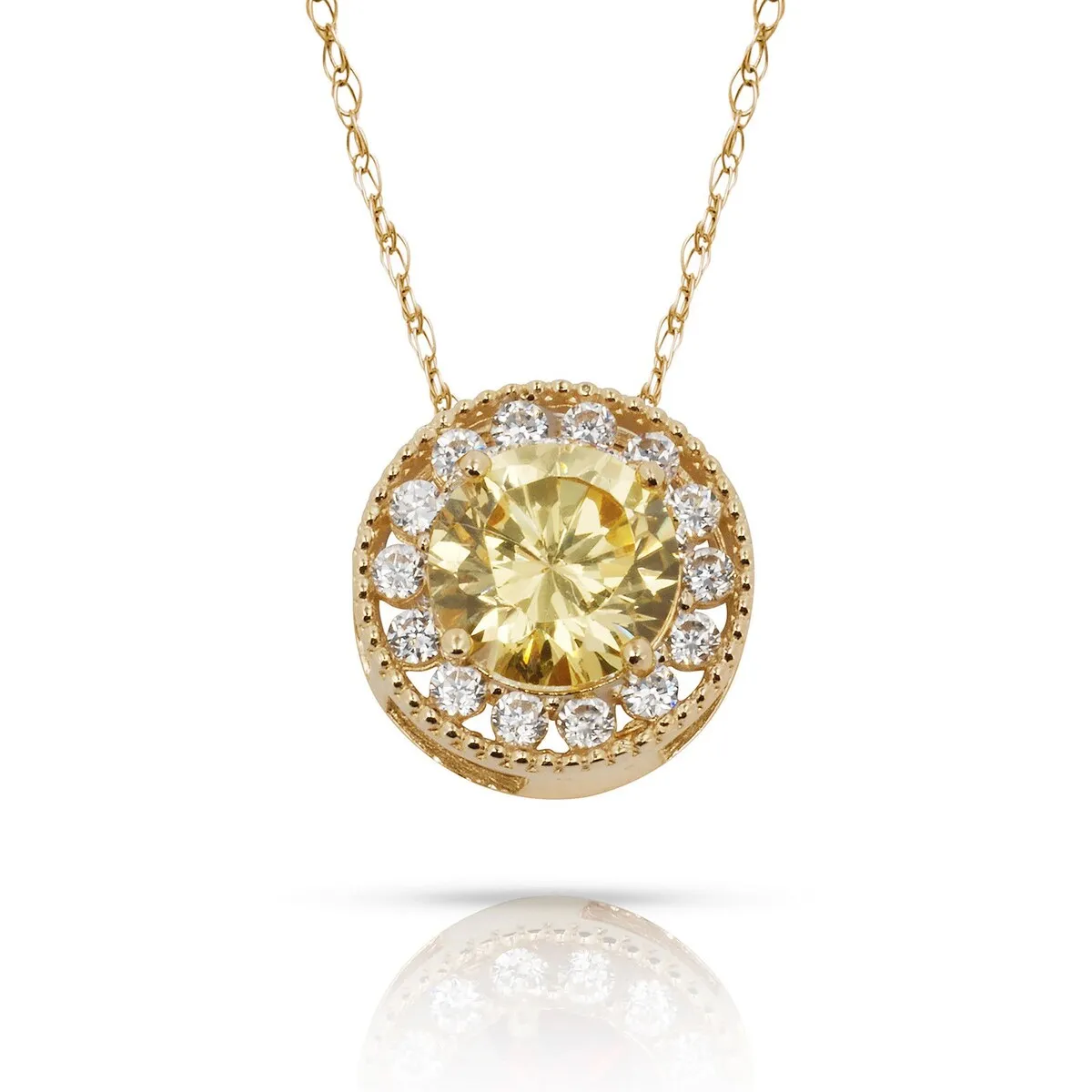 Curata 14k Yellow Gold 18" Birthstone Round Cubic Zirconia Halo Floating Pendant Necklace sold by Zulily product image thumbnail 3