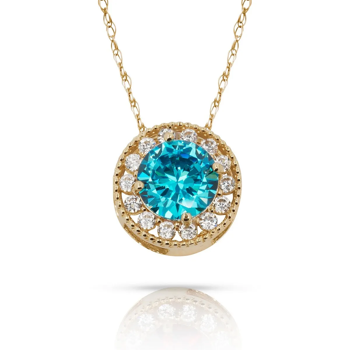 Curata 14k Yellow Gold 18" Birthstone Round Cubic Zirconia Halo Floating Pendant Necklace sold by Zulily product image thumbnail 4