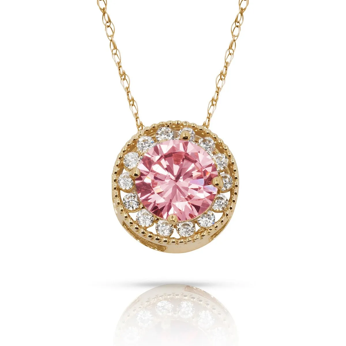 Curata 14k Yellow Gold 18" Birthstone Round Cubic Zirconia Halo Floating Pendant Necklace sold by Zulily product image thumbnail 2