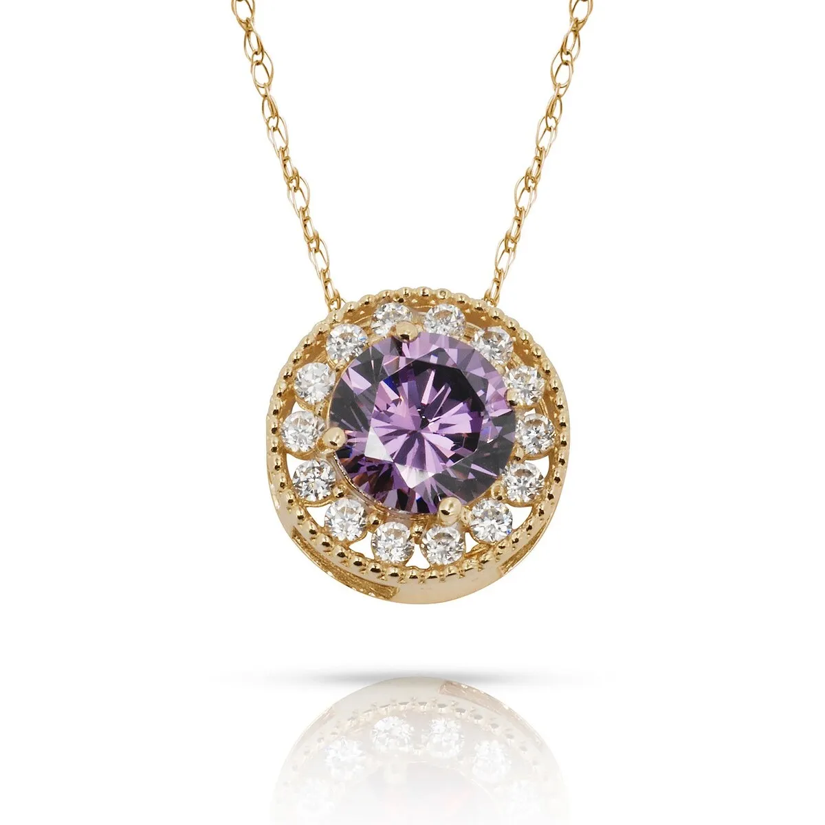 Curata 14k Yellow Gold 18" Birthstone Round Cubic Zirconia Halo Floating Pendant Necklace sold by Zulily product image thumbnail 5
