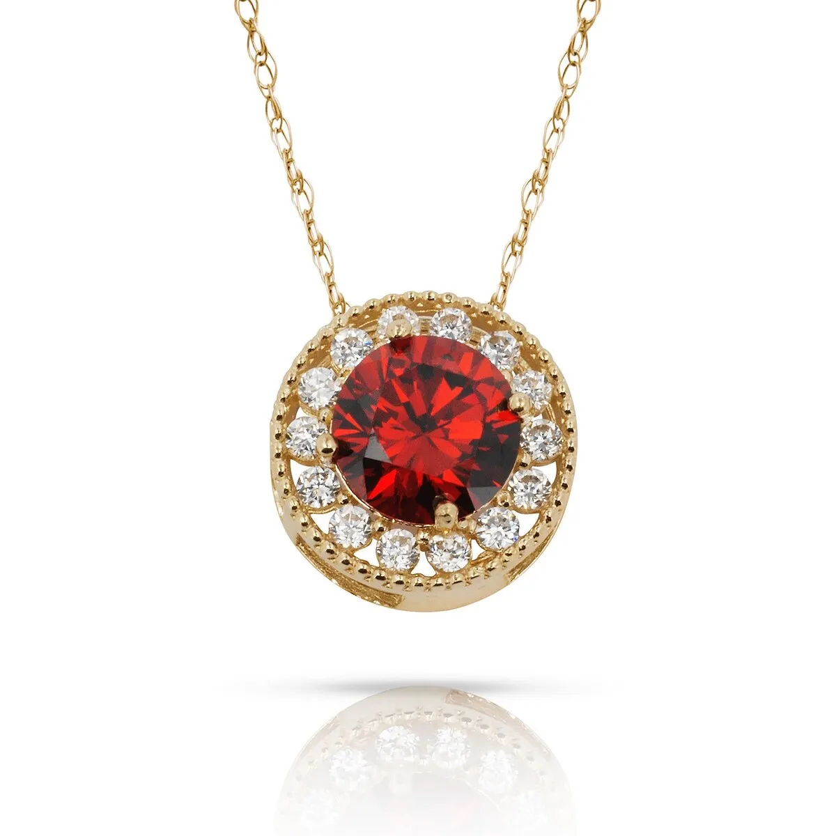 Curata 14k Yellow Gold 18" Birthstone Round Cubic Zirconia Halo Floating Pendant Necklace sold by Zulily