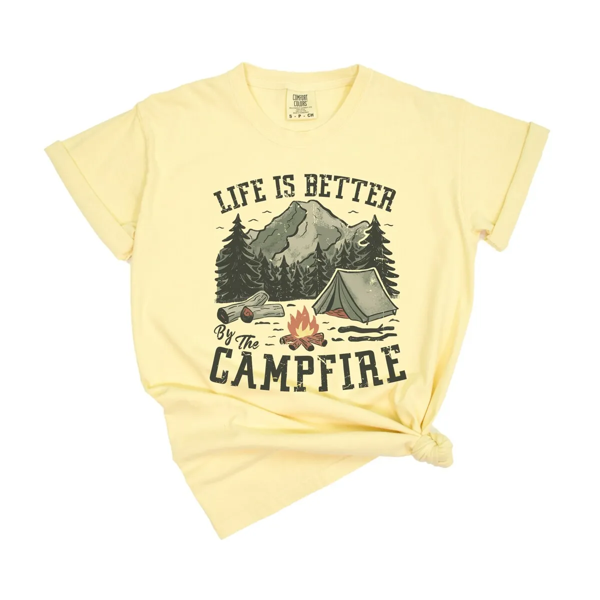 Life Is Better By The Campfire Tent Garment Dyed Tee sold by Zulily product image thumbnail 2