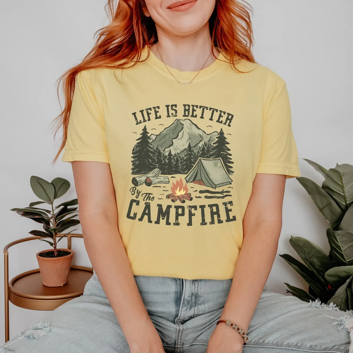 Life Is Better By The Campfire Tent Garment Dyed Tee sold by Zulily product image thumbnail 3