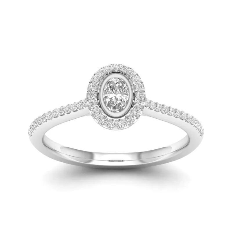 De Couer 10k Gold 1/3Ct TDW Diamond Halo Engagement Ring sold by Zulily