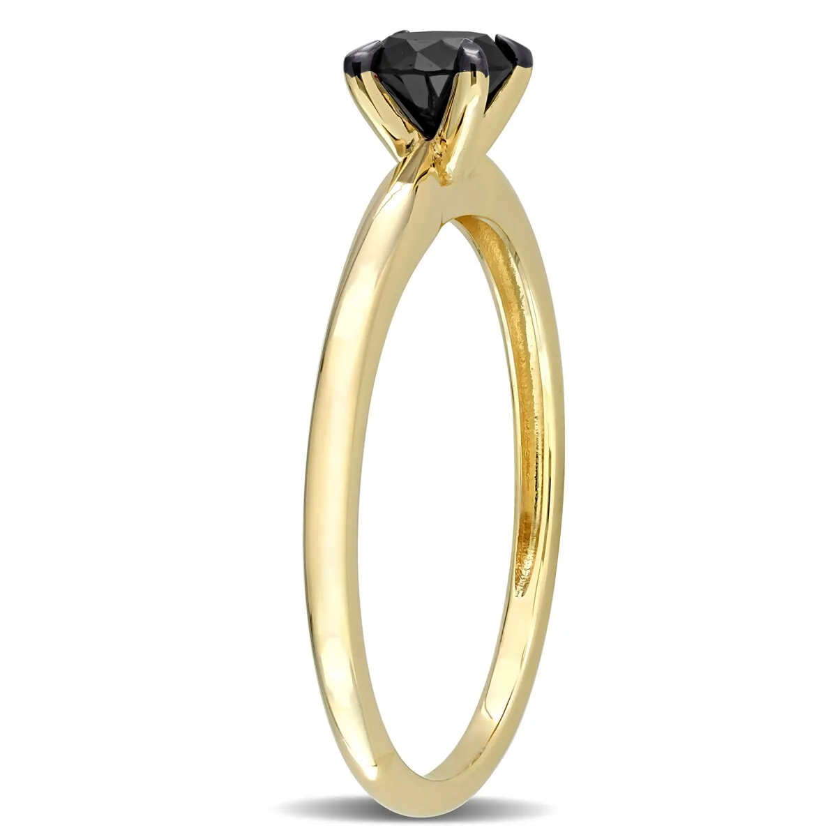 Miadora 1/2ct TDW Black Diamond Solitaire Engagement Ring in 14k Yellow Gold sold by Zulily product image thumbnail 4