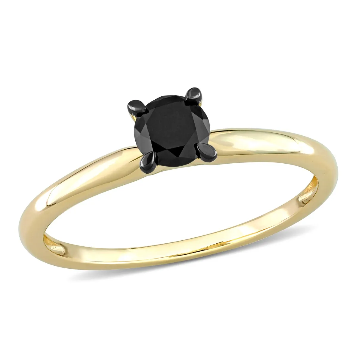 Miadora 1/2ct TDW Black Diamond Solitaire Engagement Ring in 14k Yellow Gold sold by Zulily product image thumbnail 2