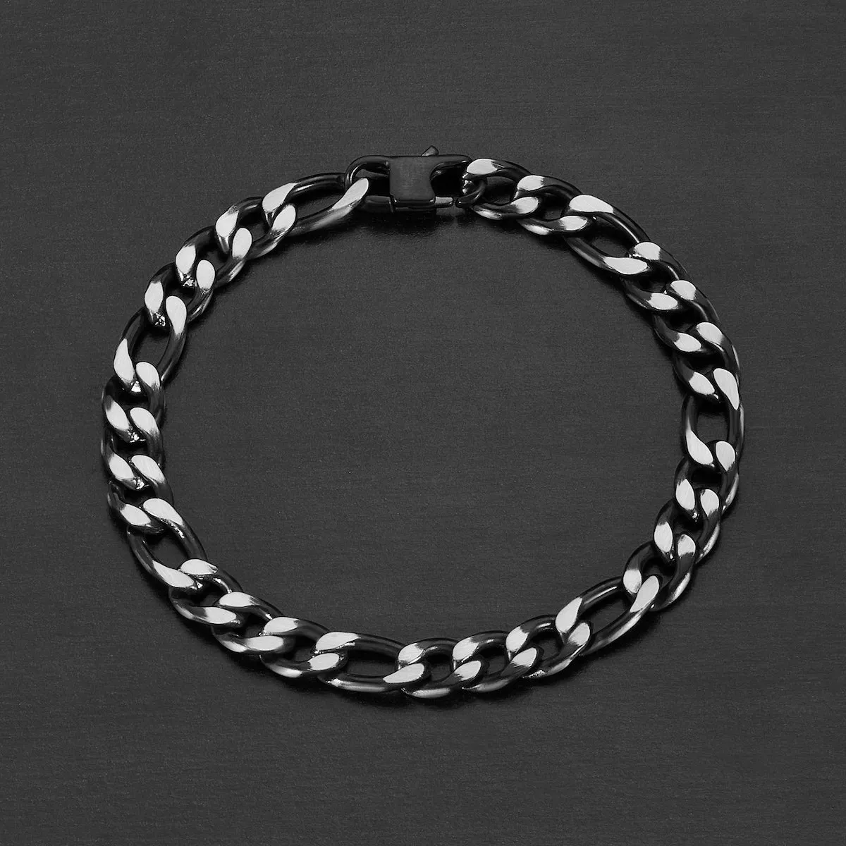 Men's Two Tone Matte Stainless Steel Figaro Chain Bracelet (7.5mm) sold by Zulily product image thumbnail 4