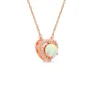 Opal Gemstone 1/10ct TDW Diamond Halo Pendant Necklace in 10k Rose Gold sold by Zulily