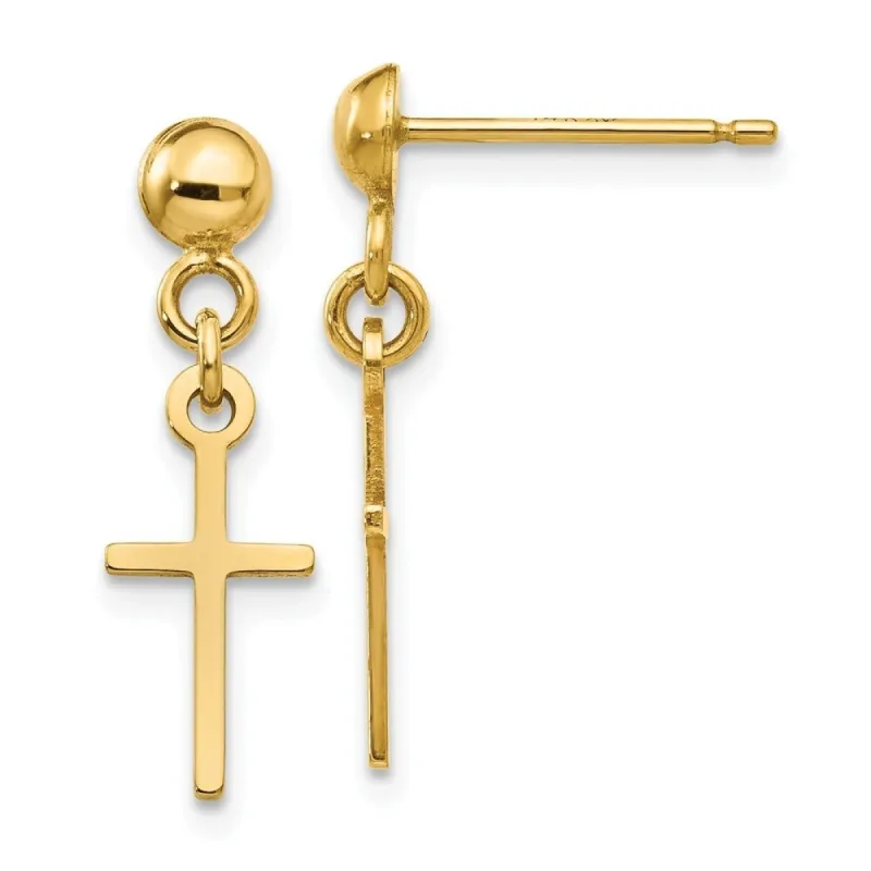 Curata 14k Yellow Gold 19x6mm Skinny Cross Dangle Post Earrings sold by Zulily