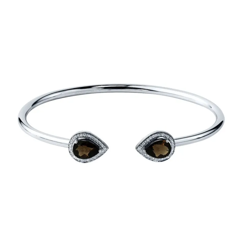 Auriya 2ct Pear-cut Smoky Quartz Gold over Silver Bangle Bracelet with Diamond Accents sold by Zulily