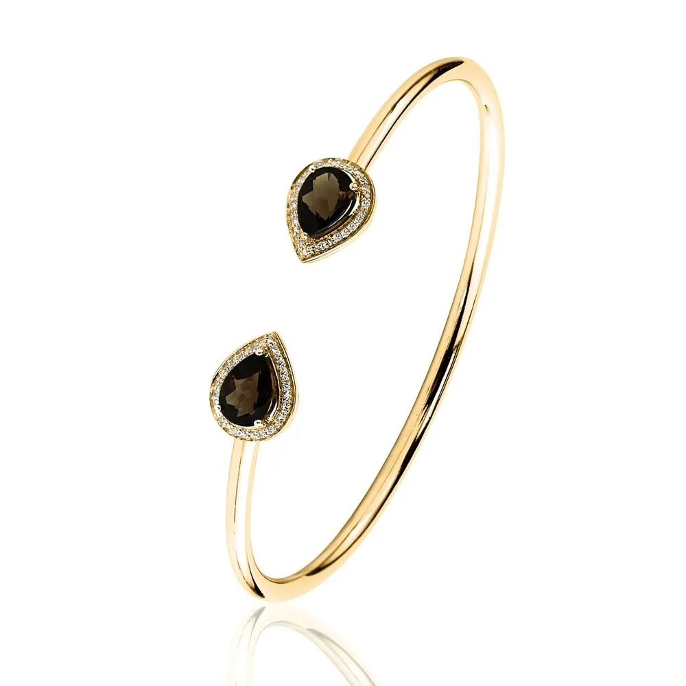 Auriya 2ct Pear-cut Smoky Quartz Gold over Silver Bangle Bracelet with Diamond Accents sold by Zulily product image thumbnail 5