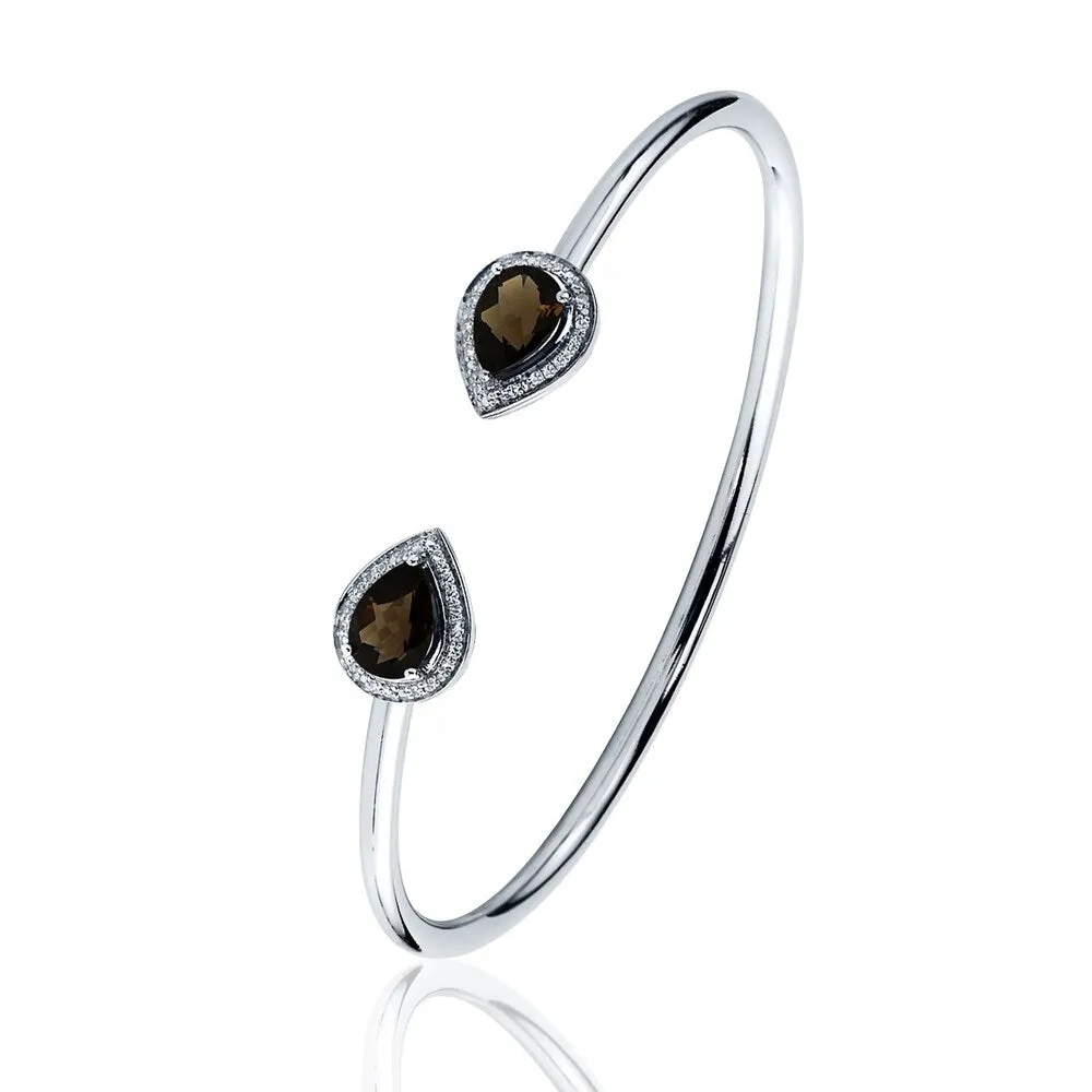 Auriya 2ct Pear-cut Smoky Quartz Gold over Silver Bangle Bracelet with Diamond Accents sold by Zulily product image thumbnail 4