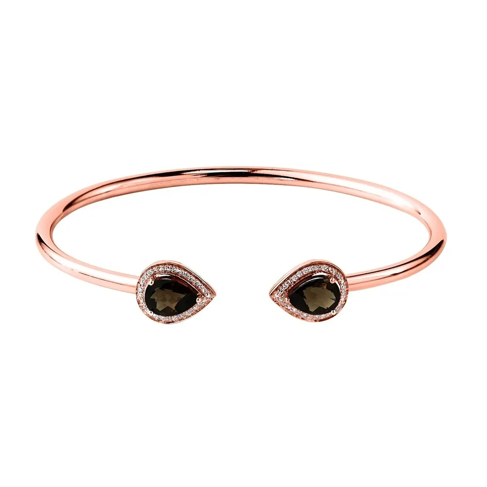 Auriya 2ct Pear-cut Smoky Quartz Gold over Silver Bangle Bracelet with Diamond Accents sold by Zulily product image thumbnail 3