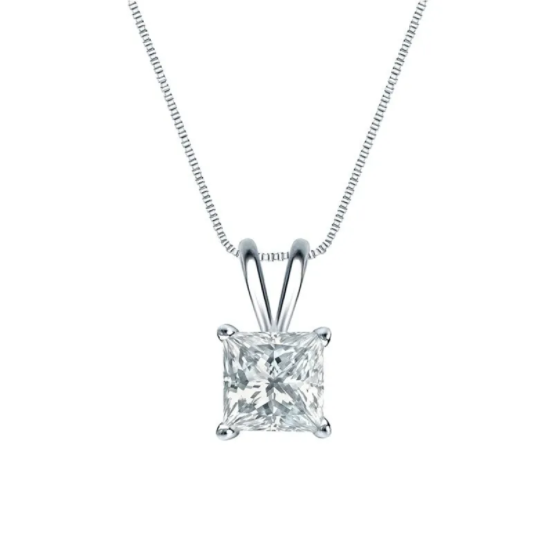 Auriya 18-karat Gold 4.00ctw Princess Solitaire Lab Grown Diamond Necklace 4-Prong Basket (D-E VVS) - 4 sold by Zulily