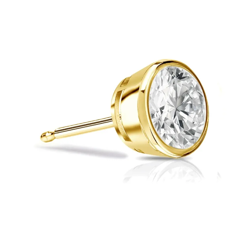 Auriya 14k Gold 3/4ct TDW Bezel-Set Round SINGLE STUD (1) Diamond Earring sold by Zulily