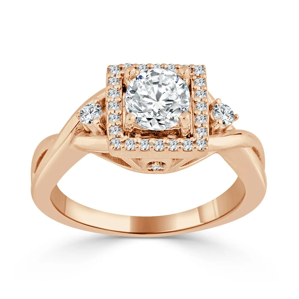 Auriya Modern 3/4ctw Square Halo Round Diamond Engagement Ring 14k Gold sold by Zulily product image thumbnail 3