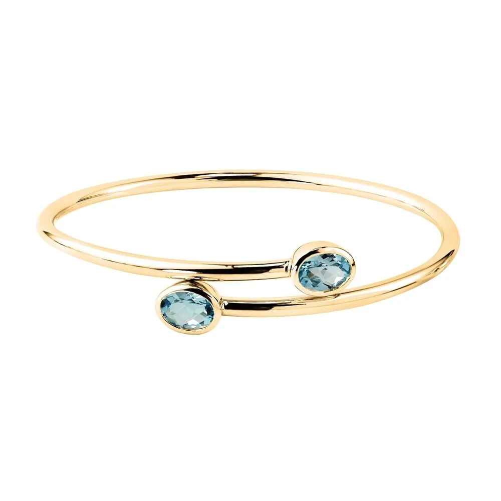 Auriya 2 3/4ct Oval Sky Blue Topaz Bypass Bangle Bracelet Gold over Silver sold by Zulily product image thumbnail 2