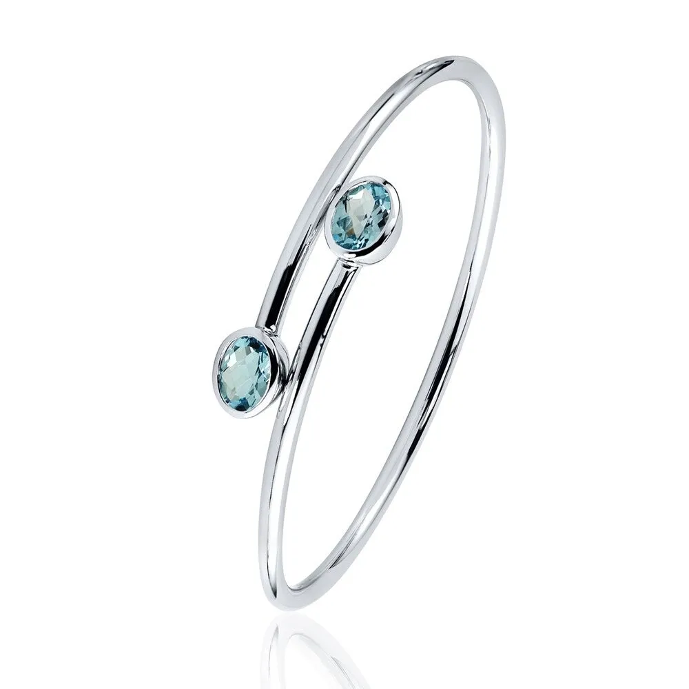 Auriya 2 3/4ct Oval Sky Blue Topaz Bypass Bangle Bracelet Gold over Silver sold by Zulily product image thumbnail 4