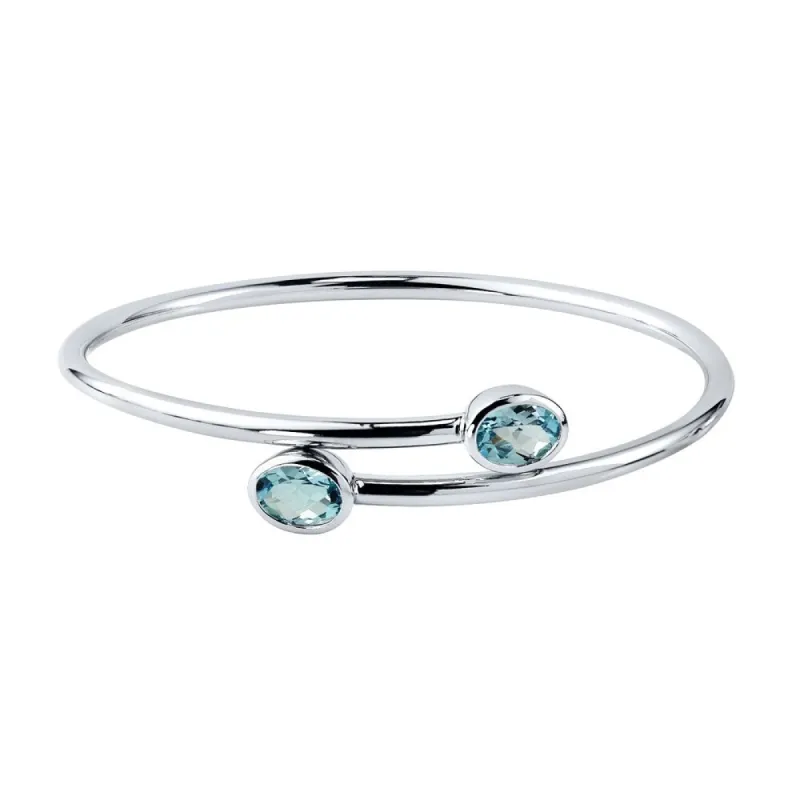 Auriya 2 3/4ct Oval Sky Blue Topaz Bypass Bangle Bracelet Gold over Silver sold by Zulily
