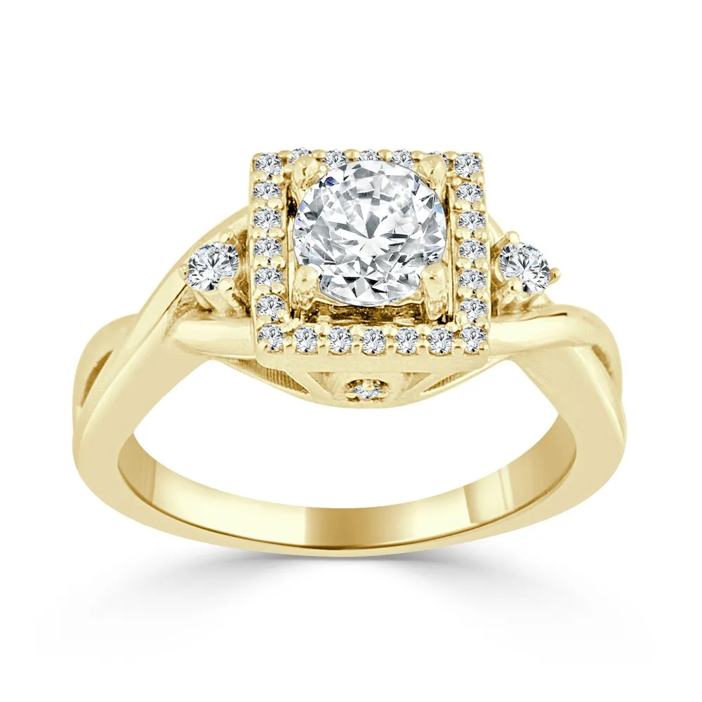 Auriya Modern 3/4ctw Square Halo Round Diamond Engagement Ring 14k Gold sold by Zulily product image thumbnail 2