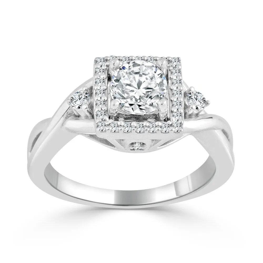 Auriya Modern 3/4ctw Square Halo Round Diamond Engagement Ring 14k Gold sold by Zulily