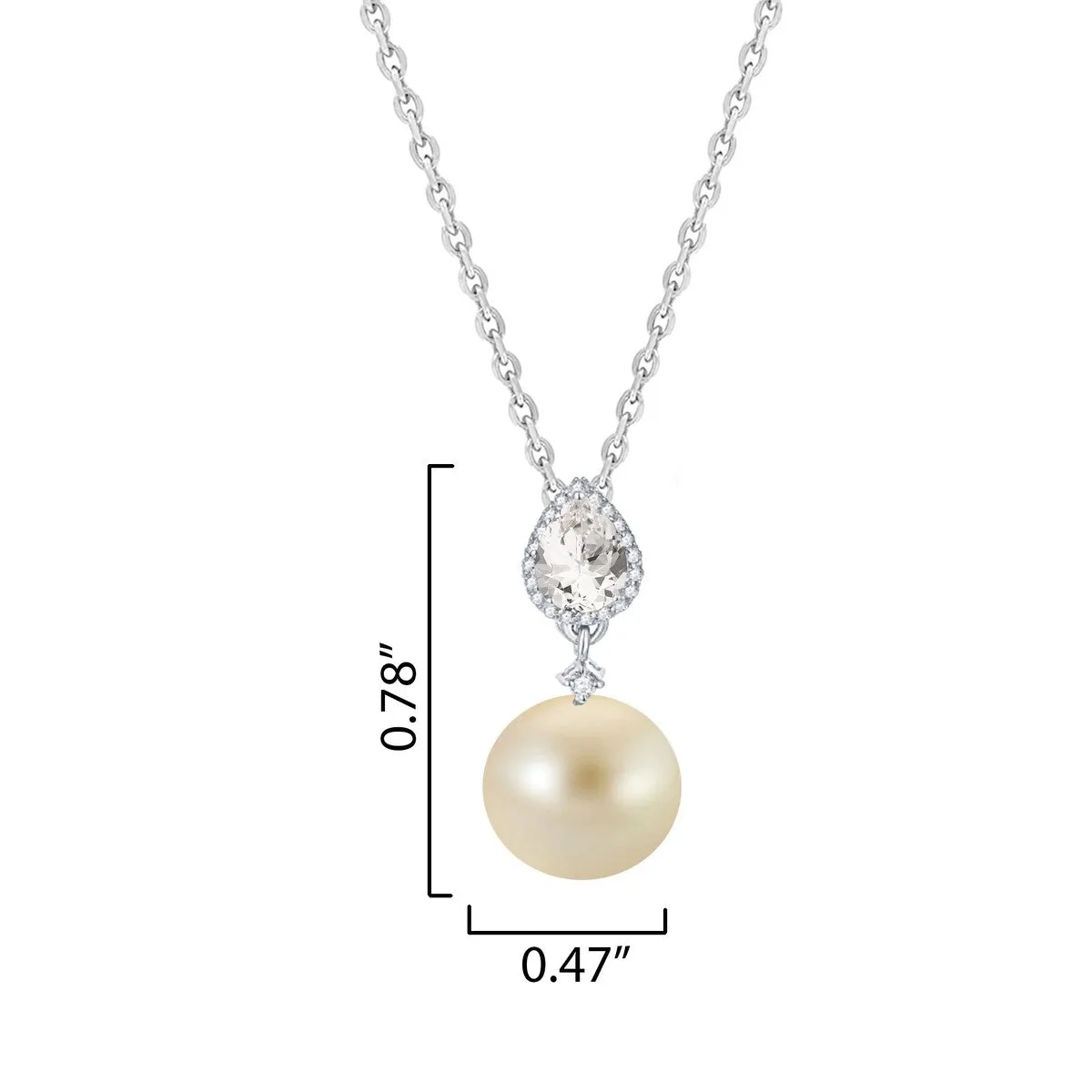 Sterling Silver Golden Shell Pearl and White Topaz Drop Pendant with 18" Chain sold by Zulily product image thumbnail 3