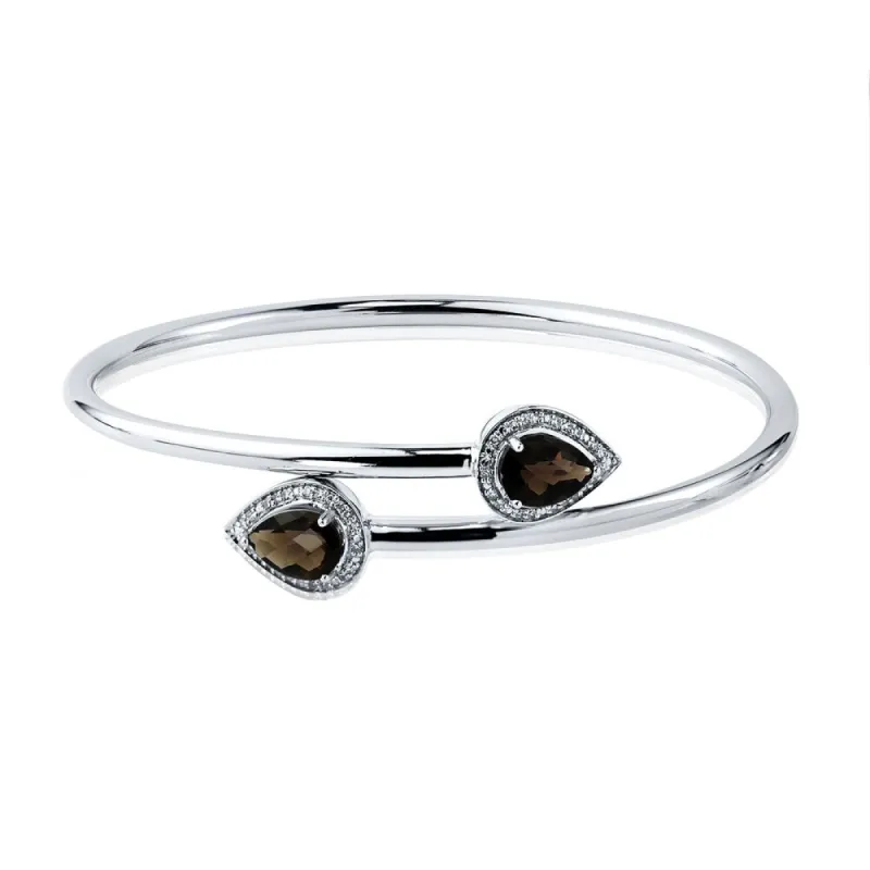 Auriya 2ct Pear-cut Natural Smoky Quartz Gold over Silver Bangle Bracelet with Diamond Accents sold by Zulily