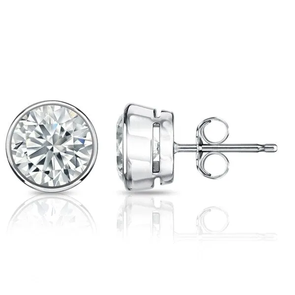 Auriya 2.70ctw Round Diamond Stud Earrings Bezel-set 18k Gold - Certified sold by Zulily
