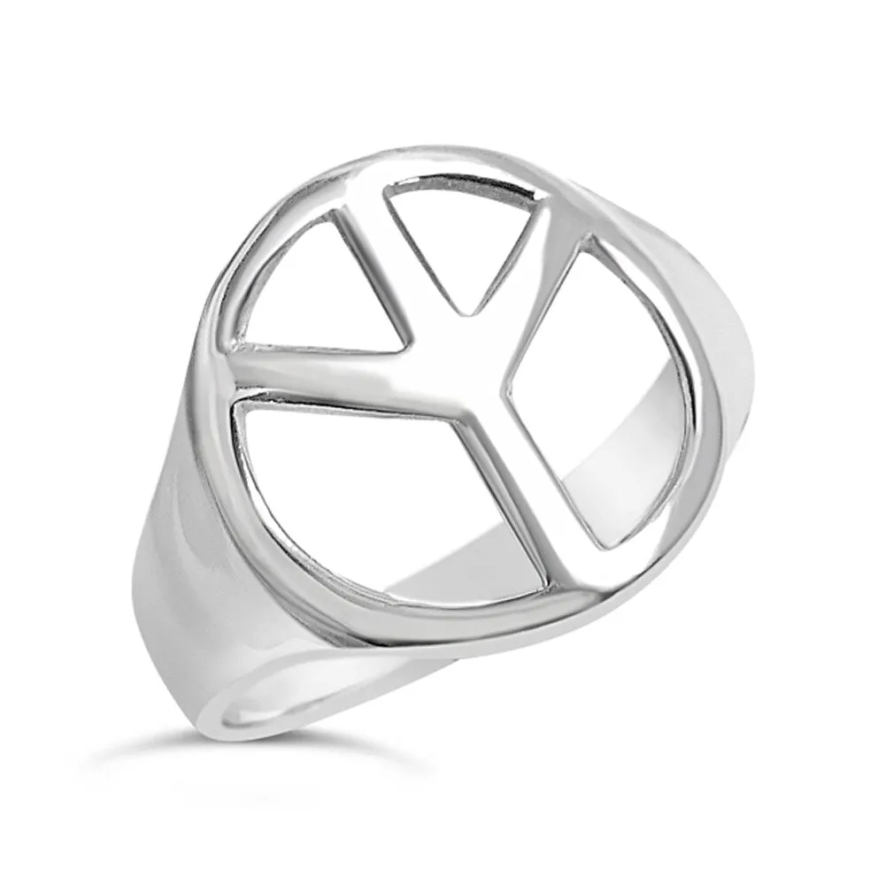 Vera & Co., Sterling Silver Plain Peace Sign Ring sold by Zulily product image thumbnail 2