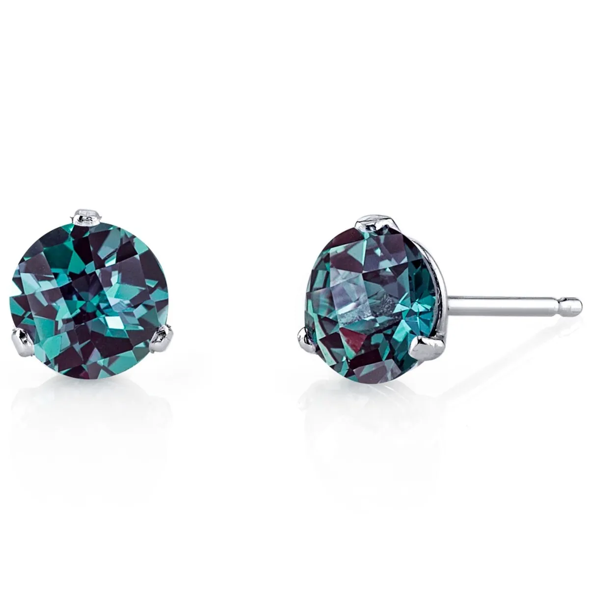 14k White Gold Alexandrite Stud Earrings 2ct Round Shape sold by Zulily