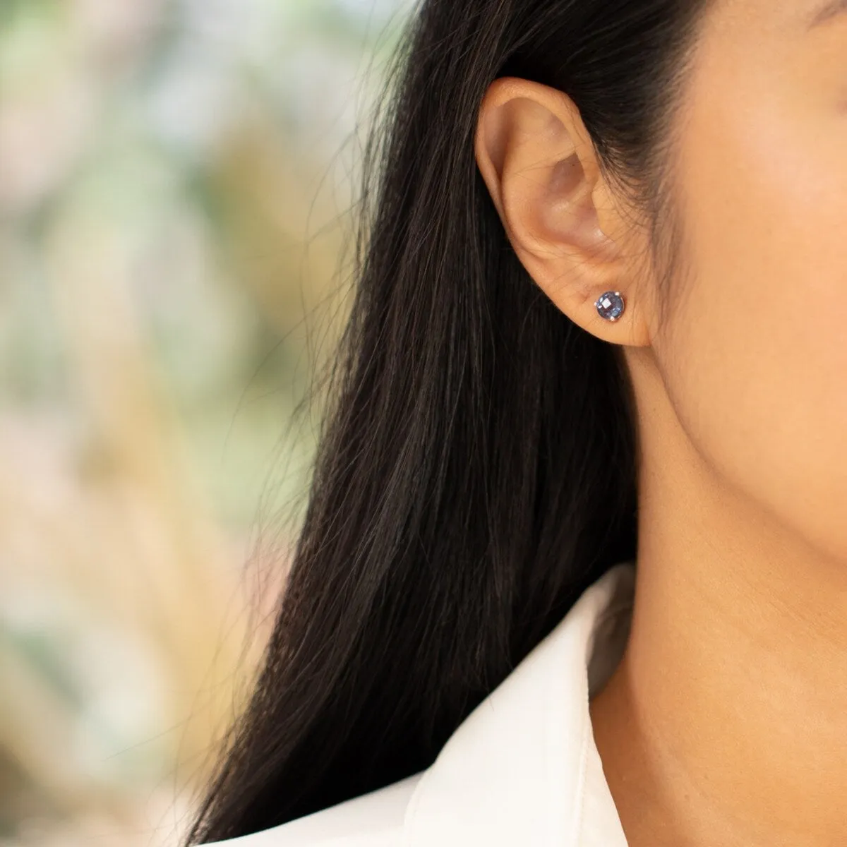 14k White Gold Alexandrite Stud Earrings 2ct Round Shape sold by Zulily product image thumbnail 3