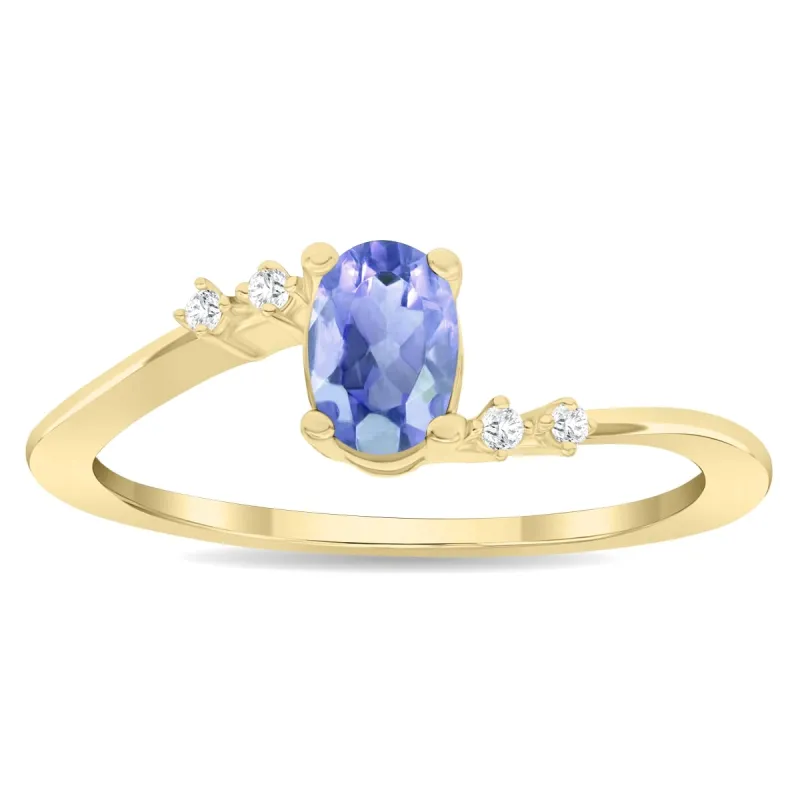 Women's Oval Shaped Tanzanite and Diamond Tierra Ring in 10K Yellow Gold sold by Zulily