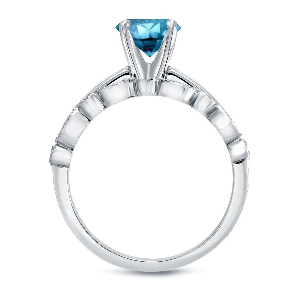 Auriya 14k Gold 1ctw Vintage Solitaire Blue Diamond Engagement Ring Set sold by Zulily product image thumbnail 5