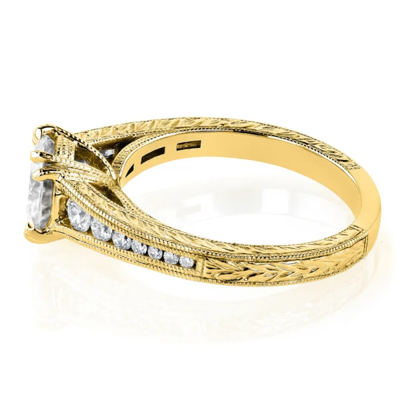 Annello by Kobelli 14k Yellow Gold 1 1/2ct TGW Forever One Moissanite and Diamond Bridal Set sold by Zulily