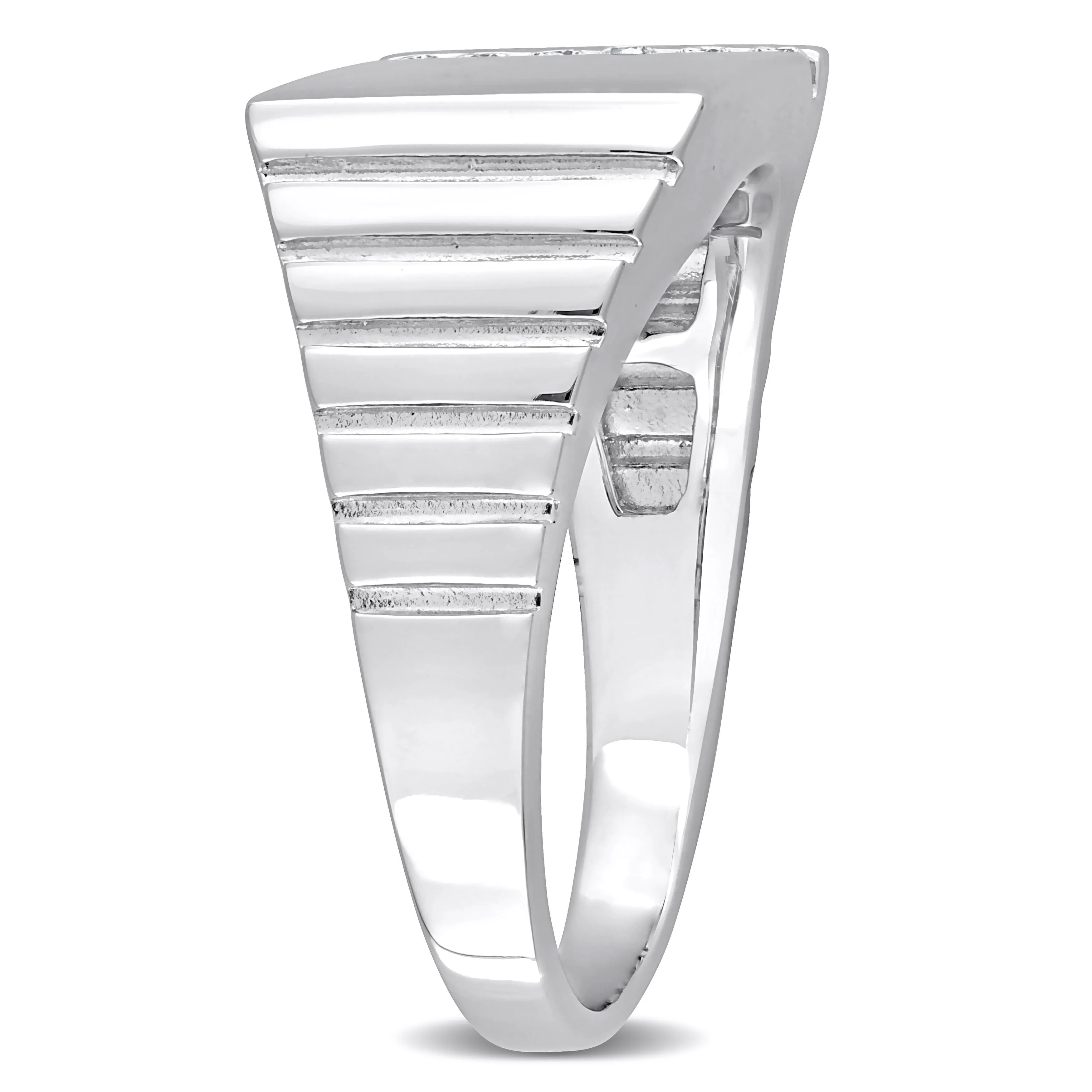 Miadora 1/10 CT TDW Diamond Mens Ring in Sterling Silver sold by Zulily product image thumbnail 2