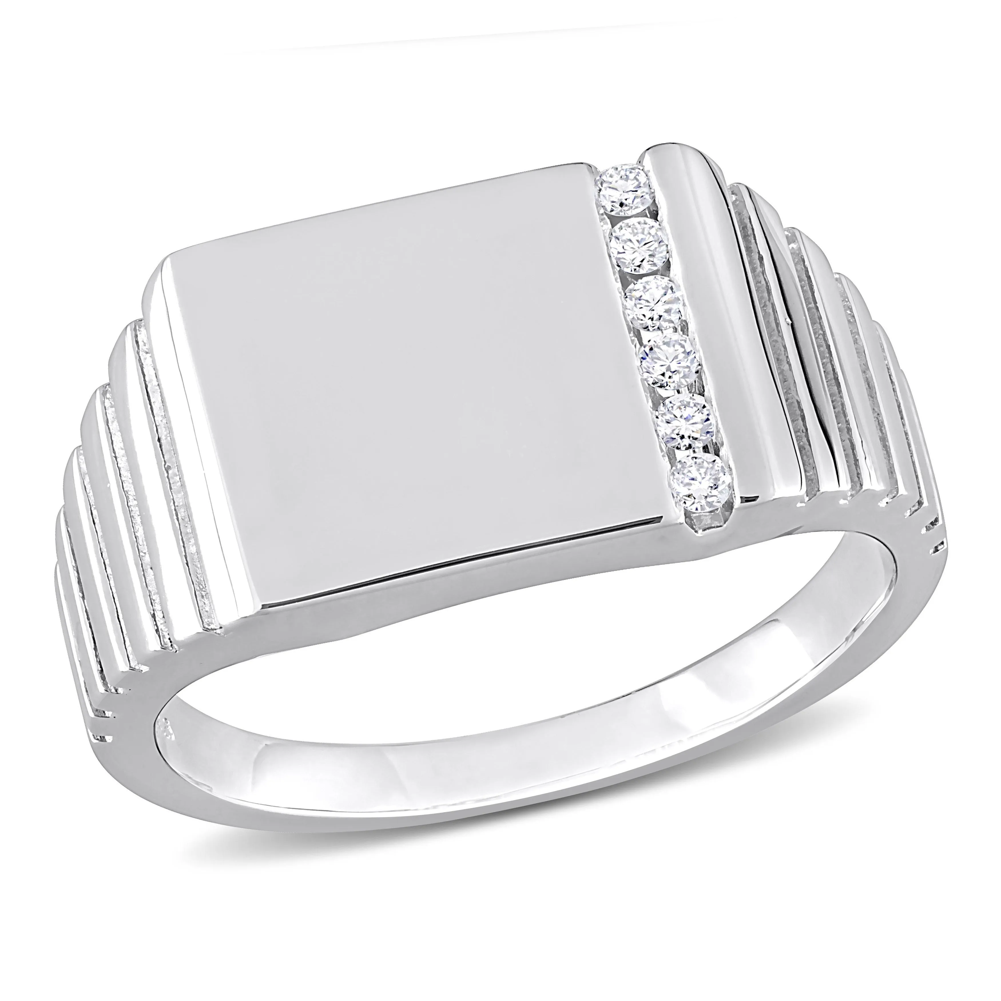 Miadora 1/10 CT TDW Diamond Mens Ring in Sterling Silver sold by Zulily