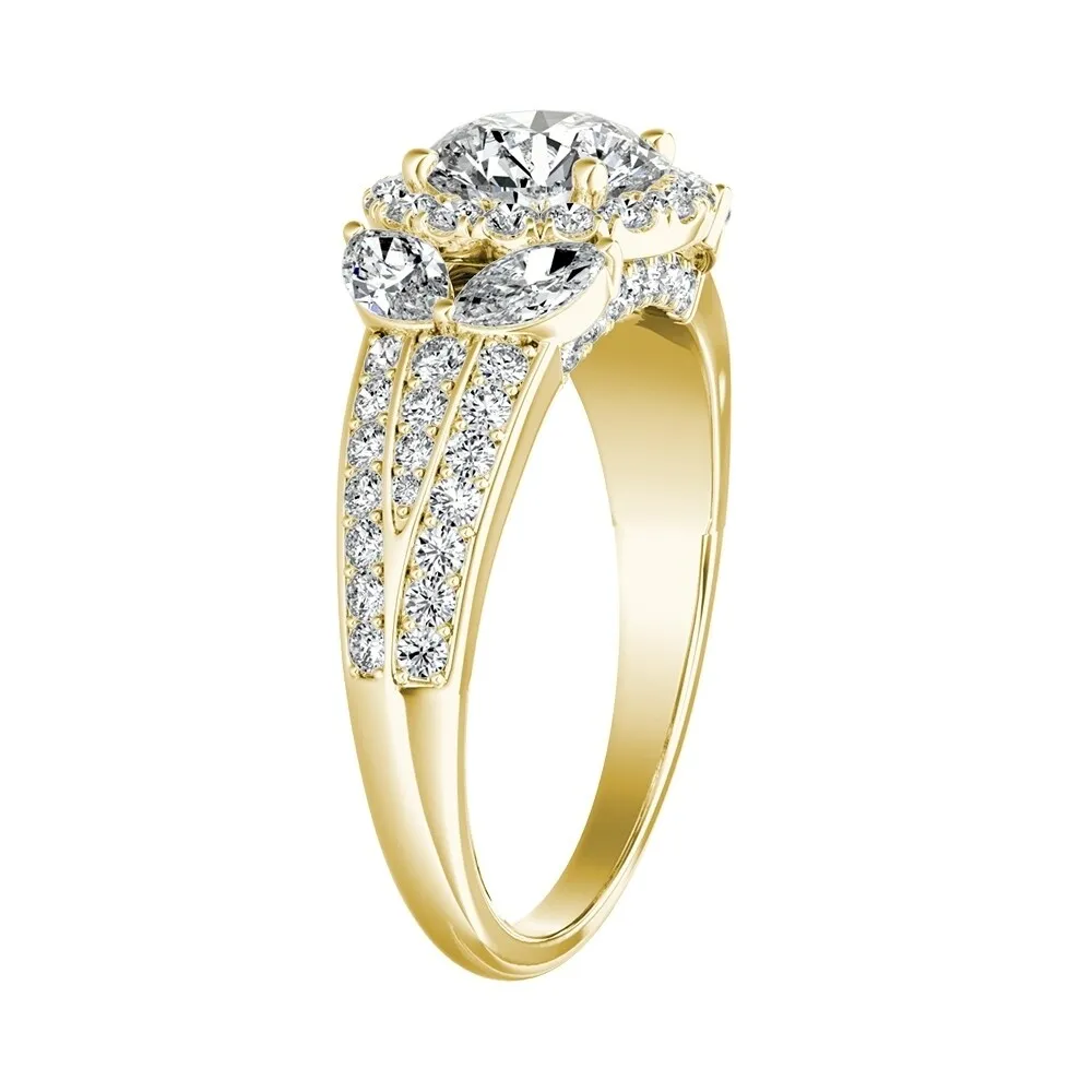 Auriya Round 1/2ct Moissanite and 3/4ctw Halo Diamond Engagement Ring 14K sold by Zulily product image thumbnail 5